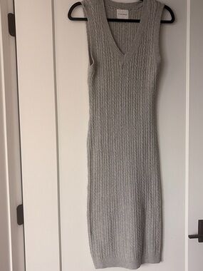 Pink Rose Sleeveless Cable-Knit Midi Dress